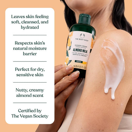 The Body Shop Almond Milk Shower Cream, Cruelty Free & Vegan, 250ml