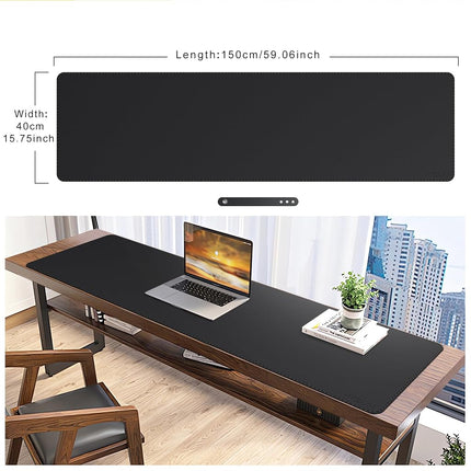 Mydours PU Leather Desk Pad, Extra Large 150x40cm, Computer Desk Desk Mat Portable Full Desk Mat, Dual-Sided Mouse Pad for Computer Keyboard Home and Office Desktop Protector (Orange)