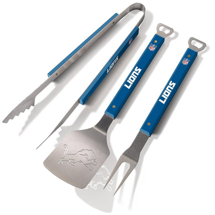 YouTheFan NFL Detroit Lions – Kit barbecue 3 pièces Spirit Series, acier inoxydable, 55,8 cm x 22,8 cm
