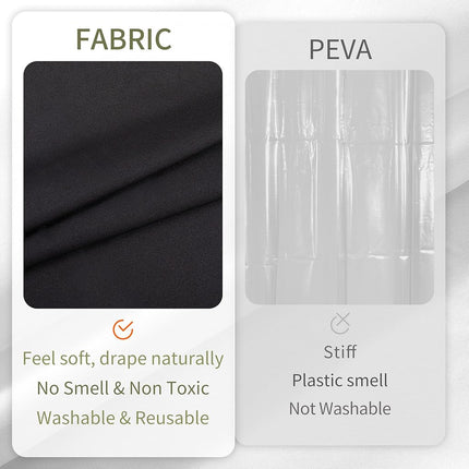ALYVIA SPRING Extra Long Waterproof Fabric Shower Curtain Liner Black 72x84