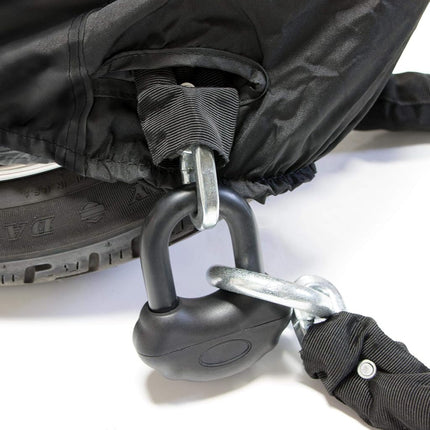 Dowco Guardian By - WeatherAll Plus Indoor/Outdoor Motorcycle Cover - Reflective - Waterproof - UV Protection - Heat Safe - Moisture Guard Vent - Black - Large [ 50003-02 ]