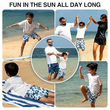 Kanu Surf Boys' Big Dominica Floral Quick Dry Beach Board Shorts Swim Trunk, Navy, Large (14/16)