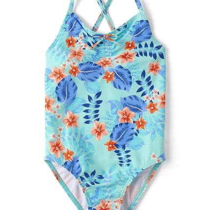 Maillot de bain une pièce pour filles The Children's Place, Tropical Mellow Aqua, TP (TG)