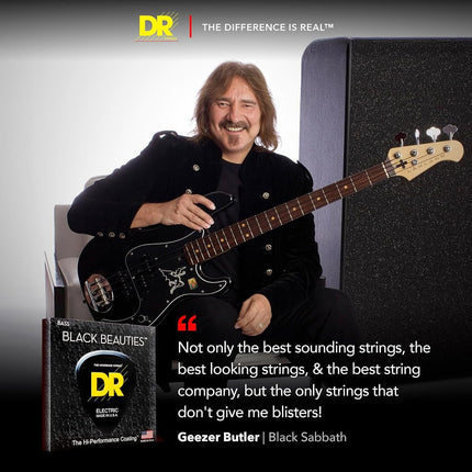 DR Strings BLACK BEAUTIES™ - BLACK Coloured Bass Strings: Light 40-100