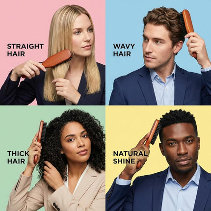 Goody Smooth and Sleek Wood Styling Brush with Natural Boar Bristles, Flyaway Free Finish, For All Hair Types, Brown, 1CT