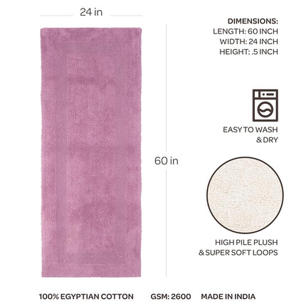 Bedford Home 100 Percent Cotton Reversible Long Bath Rug - Rose - 24x60