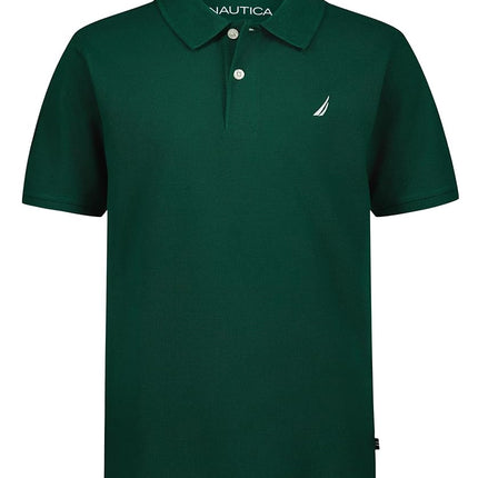 Nautica Boys' Short Sleeve Anchor Polo, Evergreen, 18-20
