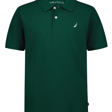 Nautica Boys' Short Sleeve Anchor Polo, Evergreen,