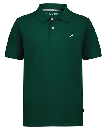 Nautica Boys' Short Sleeve Anchor Polo, Evergreen,