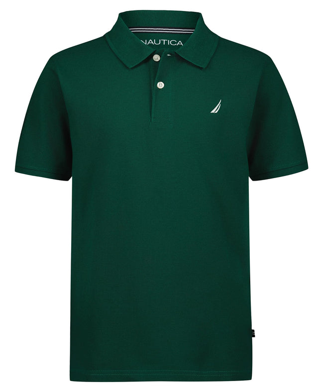Nautica Boys' Short Sleeve Anchor Polo, Evergreen,