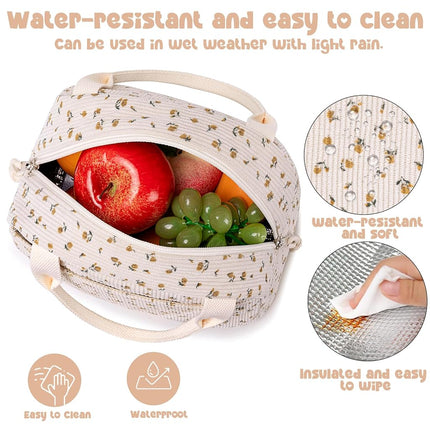 Bluboon Lunch Bag for Women Men Cute Corduroy Lunch Tote Bags Reusable Insulated Lunch Box Large Capacity Reusable Insulated Cooler for Work Picnic or Travel