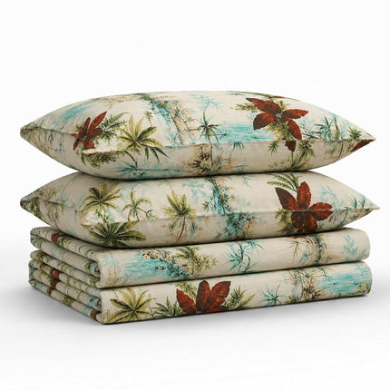 Tribeca Living Twin Bed Sheet Set, 300 Thread Count Soft Cotton Sateen, Floral Print with Extra Deep Pockets, 3-Piece Bedding Set, Paradise Island Multicolor