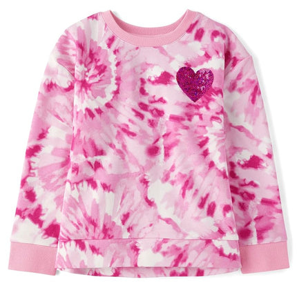 The Children's Place Girls' Long Sleeve Crew Neck Pullover Sweater, Heart Swirl, XX-Large
