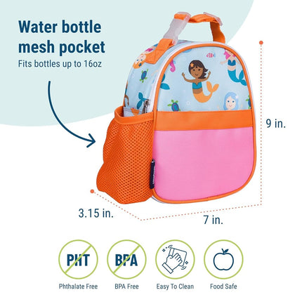 Sac à déjeuner isotherme Wildkin pour garçons et filles, 23 x 18 cm, idéal pour les collations chaudes ou froides à l'école et en voyage (Sirènes)