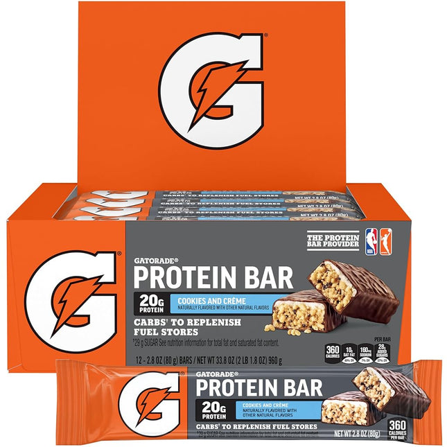 Gatorade Whey Protein Recover Bars, Cookies and Cream,20 grams, 12 Count by Gatorade