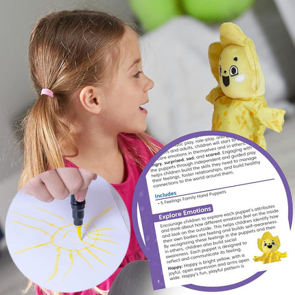 Learning Resources Feelings Family Hand Puppets Set, Hand Puppets for Kids, Learn About Feelings, 5 Emotions Hand Puppets Happy, Sad, Surprised, Angry and Scared