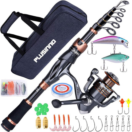 PLUSINNO Fishing Rod and Reel Combos, Bronze Warri