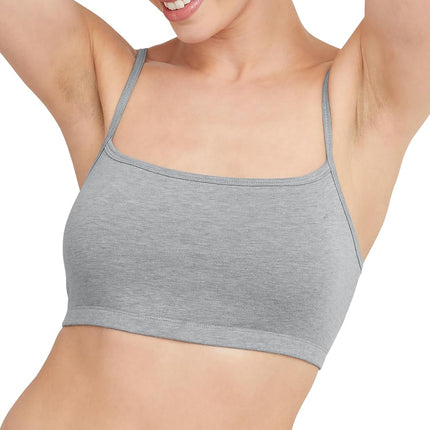 Hanes Women's Cotton String Bralette (3 Pack), Concrete Heahter/Isle Green/Moonlit Sky Grey Heather, S
