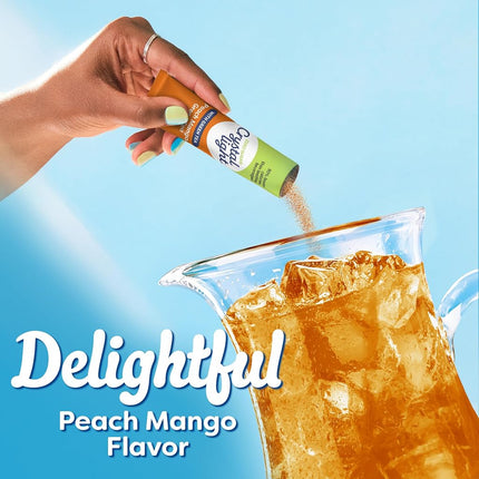 Crystal Light Drink Mix, Peach Mango Green Tea, Pitcher Packets, 5 Count (Pack of 12 Canisters)