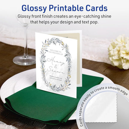 Avery Printable Rectangle Note Cards, 4.25" x 5.5", Glossy White Cardstock, Laser/Inkjet, 50 Total, Great for Thank You Cards, Event Invitations, and More