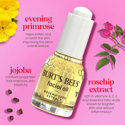 Burts Bees Aceite Facial de Nutrición Completa para Mujeres 0.51 oz Aceite 15 ml (Paquete de 1), Blanco