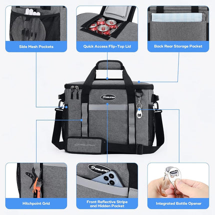 Maelstrom Soft Cooler Bag, Collapsible Leakproof Cooler for 55 Cans � Portable Ice Chest for Camping, Beach, Road Trips & Grocery Shopping, Gray
