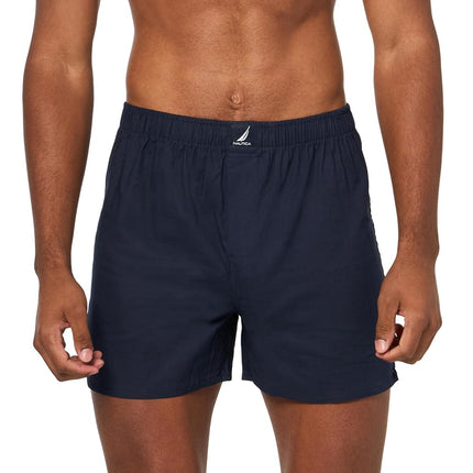 Nautica Men's Cotton Woven 3 Pack Boxer, Peacoat/Aero Blue/Anchor, X-Large