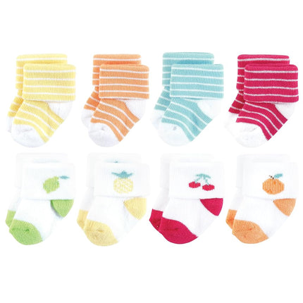 Hudson Baby Unisex Baby Cotton Rich Newborn and Terry Socks, Fruity, 6-12 Months, Fruity, 6-12 Months