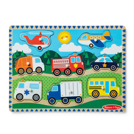 Melissa & Doug - 1874 - Rompecabezas - Instalación - Vehículos, Blanco.,Talla única