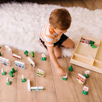 Melissa & Doug Wooden Town Play Set (Frustration-Free Packaging)