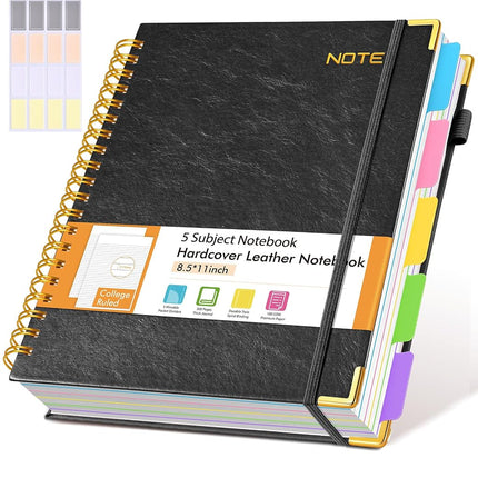 Hardcover Large Spiral Notebook 8.5" x 11" with Re