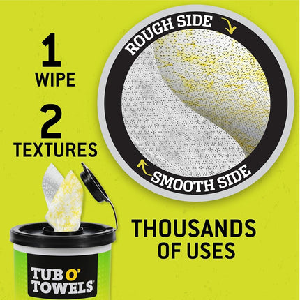 Tub O' Towels TW75 10" x 12" Multi-Surface Cleaning Wipes, Dual Texture, 75 Count per Tub