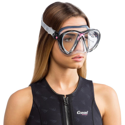 Cressi Big Eyes Evolution Snorkel Mask - Adult Snorkel Set & Quick-Adjust Buckles - Silicone Skirt & Scuba Ready - Low-Volume Scuba Mask - Clear/Yellow - One Size