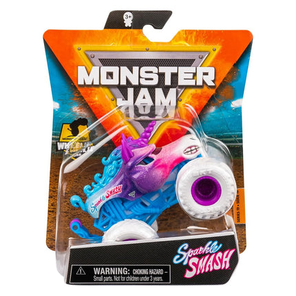 Monster Jam 2021 Spin Master 1:64 Diecast Monster Truck with Wheelie Bar: Crazy Creatures Sparkle Smash