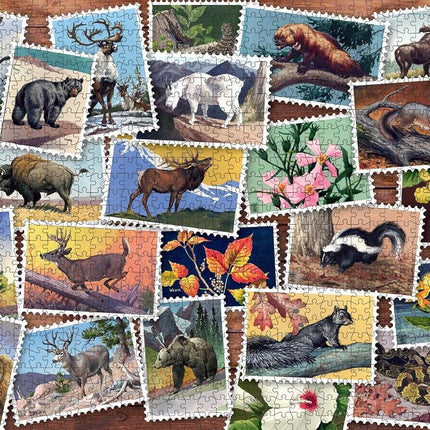 Buffalo Games - National Wildlife Foundation - Stamp Collage - 1000 Piece Jigsaw Puzzle for Adults Challenging Puzzle Perfect for Game Nights - Finished Puzzle Size is 26.75 x 19.75