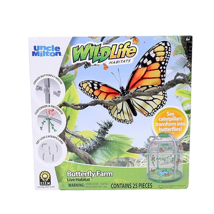 Uncle Milton Butterfly Farm Live Habitat - Observe Butterfly Lifecycle in Garden – Includes Voucher to Redeem for Caterpillars