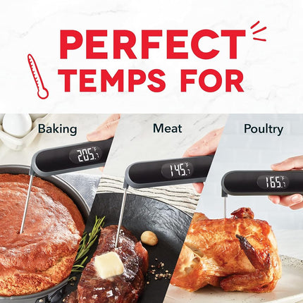 Dash Precision Quick-Read Waterproof Kitchen and Outdoor Food Cooking Thermometer with Digital LCD Display - BBQ, Chicken, Seafood, Steak, Turkey, & Other Meat, Batteries Included, One Size, Cool Grey