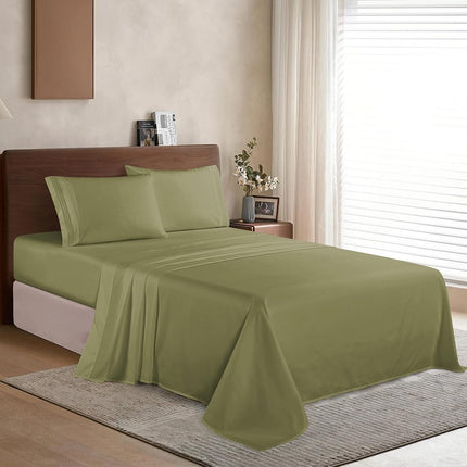 Elegant Comfort Luxury Soft 1500 Premier Egyptian 4-Piece Premium Hotel Quality Wrinkle Resistant Coziest Bedding Set, All Around Elastic Fitted Sheet, Deep Pocket, Twin/Twin XL, Sage/Green