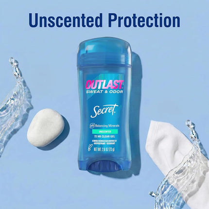 Secret Outlast Unscented Women's Clear Gel Antiperspirant & Deodorant 2.6 Oz