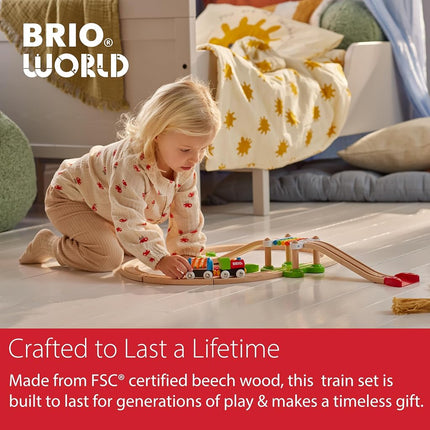 BRIO My First Railway 33727 Beginner Pack Wooden Train Set with Track – Push-Along Train & Rattle Wagon, Toddler Preschool Toy Gift for Boys & Girls, 18 Months and Up