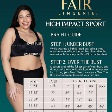 Vanity Fair High Impact Sports Bras for Women, Breathable, Moisture Wicking, Non Padded Cups Up to DDD, White, 42C