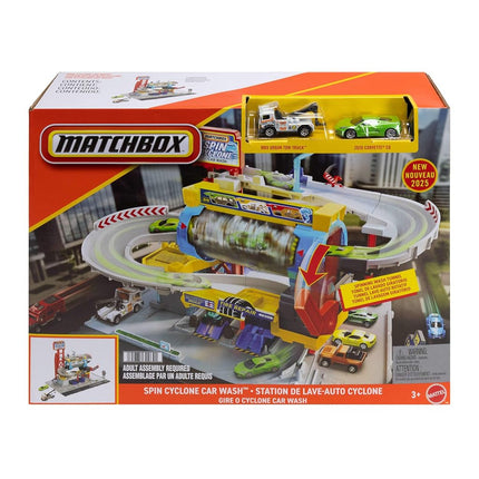 Matchbox Spin Cyclone Car Wash Playset with Corvette & Tow Truck