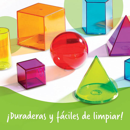 Learning Resources View-Thru Geometric Solids - 14 Pieces, Grades 3+ Geometry for Kids, Classroom Learning Tools and Supplies
