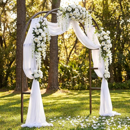 Arco de jardín metálico, 2,38 metros de alto x 1,67 metros de ancho, pérgola metálica resistente con puntas afiladas para enredaderas y plantas trepadoras, decoración para bodas y quinceañeras