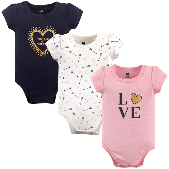 Hudson Baby Baby Infant Cotton Bodysuits, Love 3 P