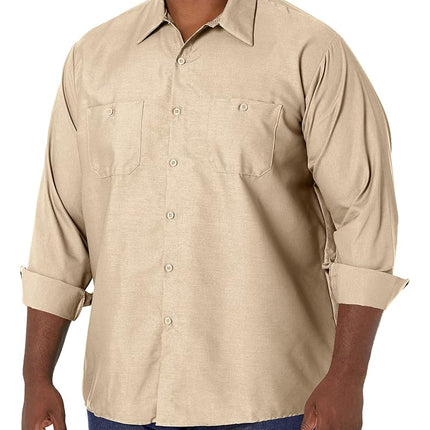Red Kap Men's Industrial Work Shirt, Light Tan, Lo