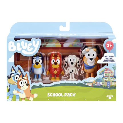 Bluey School Mates 4 Pack; Official 2.5-3 inch Collectable Action Figures Including Jack, Pretzel and Mackenzie with their own Lunch Box Accessories