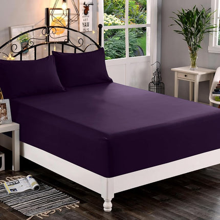 Elegant Comfort 1500 Premium Fitted Sheets Ultra Soft 46-61 cm Extra Deep Pocket Single Fitted Sheet for High Mattress Wrinkle Resistant with Storage Pockets Twin/Twin XL, Purple