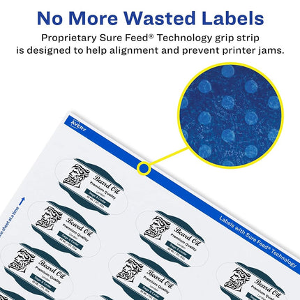 Avery Glossy White Oval Scalloped Labels with Sure Feed, 1-1/8" x 2-1/4", 2,100 Glossy White Labels, Print-to-The-Edge, Permanent Label Adhesive, Laser/Inkjet Printable Labels