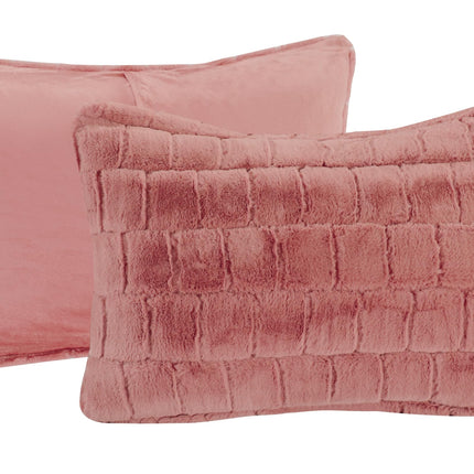 Elegant Comfort Luxurious Fluffy 3-Piece Faux Fur Comforter Set - All Season Warm Down Alternative - Ultra Soft, Plush Micro-Mink 3PC Bedding Set with Matching Shams, Full, Dusty Rose